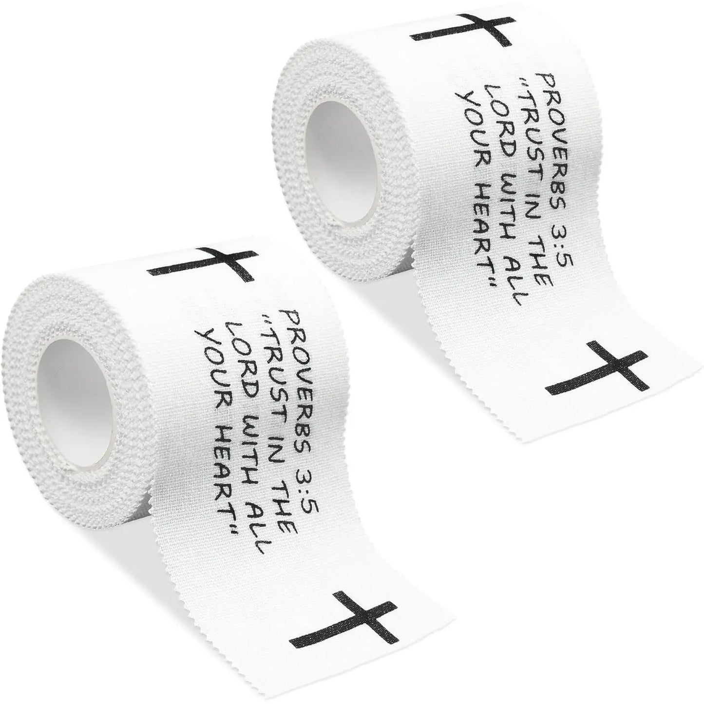 2Pcs Christian Athletic Tape 2IN X 23FT Cotton White Sports Tape | Cross Wrist Tape with Bible Verse Religious Christian Gifts for Men Women