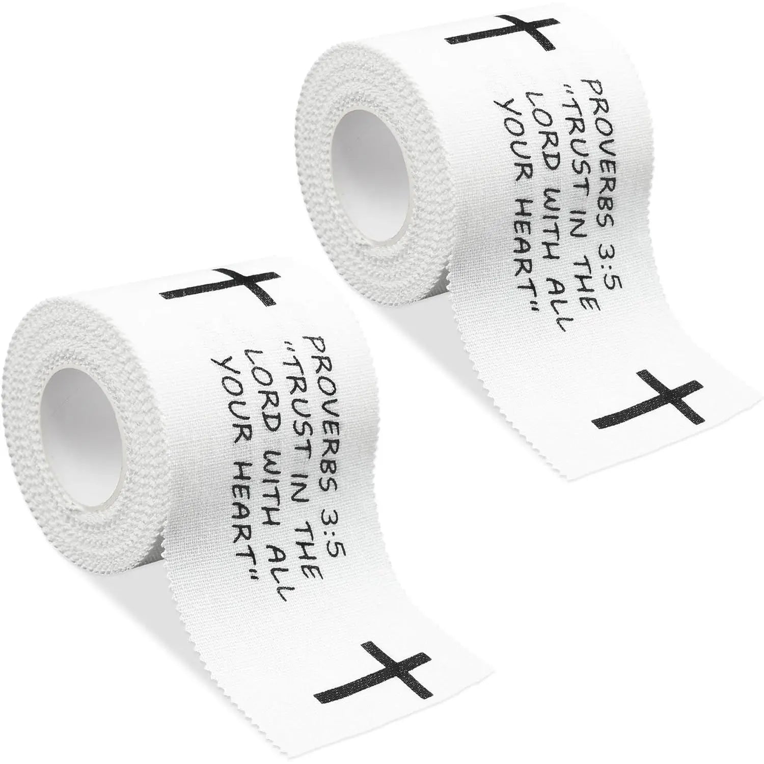 2Pcs Christian Athletic Tape 2IN X 23FT Cotton White Sports Tape | Cross Wrist Tape with Bible Verse Religious Christian Gifts for Men Women