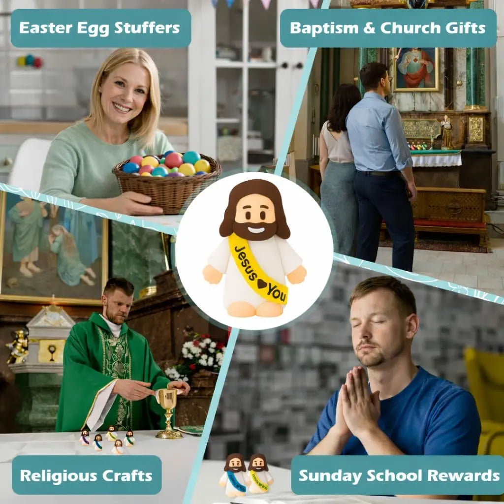 100 Pcs Plastic Mini Jesus Figurines Bulk - Religious Collectibles, Religious Decorations for Nativity, Altars, Spiritual Gift & Prayer Blessings