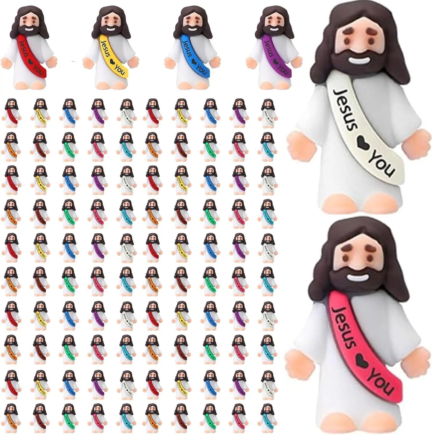 Little Jesus Figures, Mini Jesus Figurines, Miniature Figurines to Hide and Seek Religious Gifts for Easter Egg Stuffers