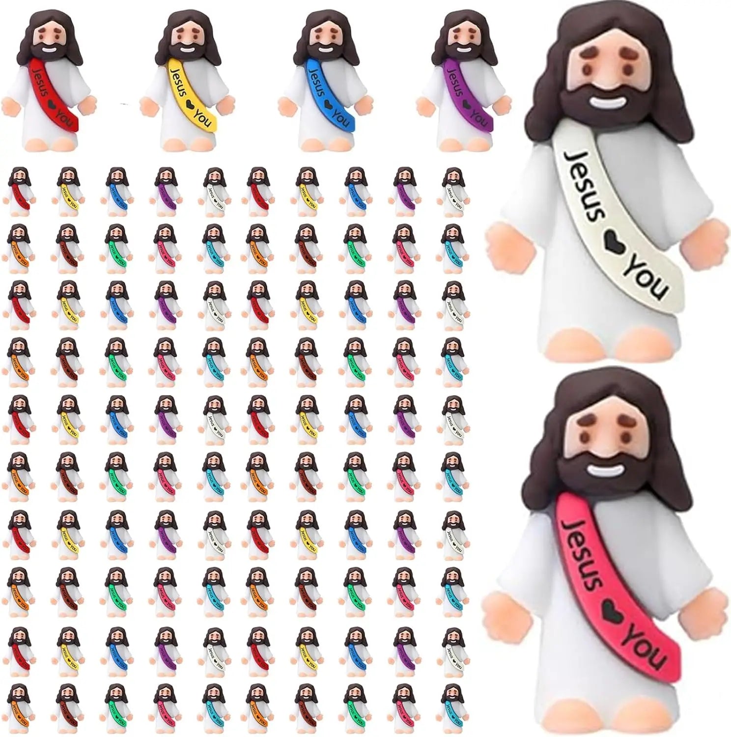 Little Jesus Figures, Mini Jesus Figurines, Miniature Figurines to Hide and Seek Religious Gifts for Easter Egg Stuffers