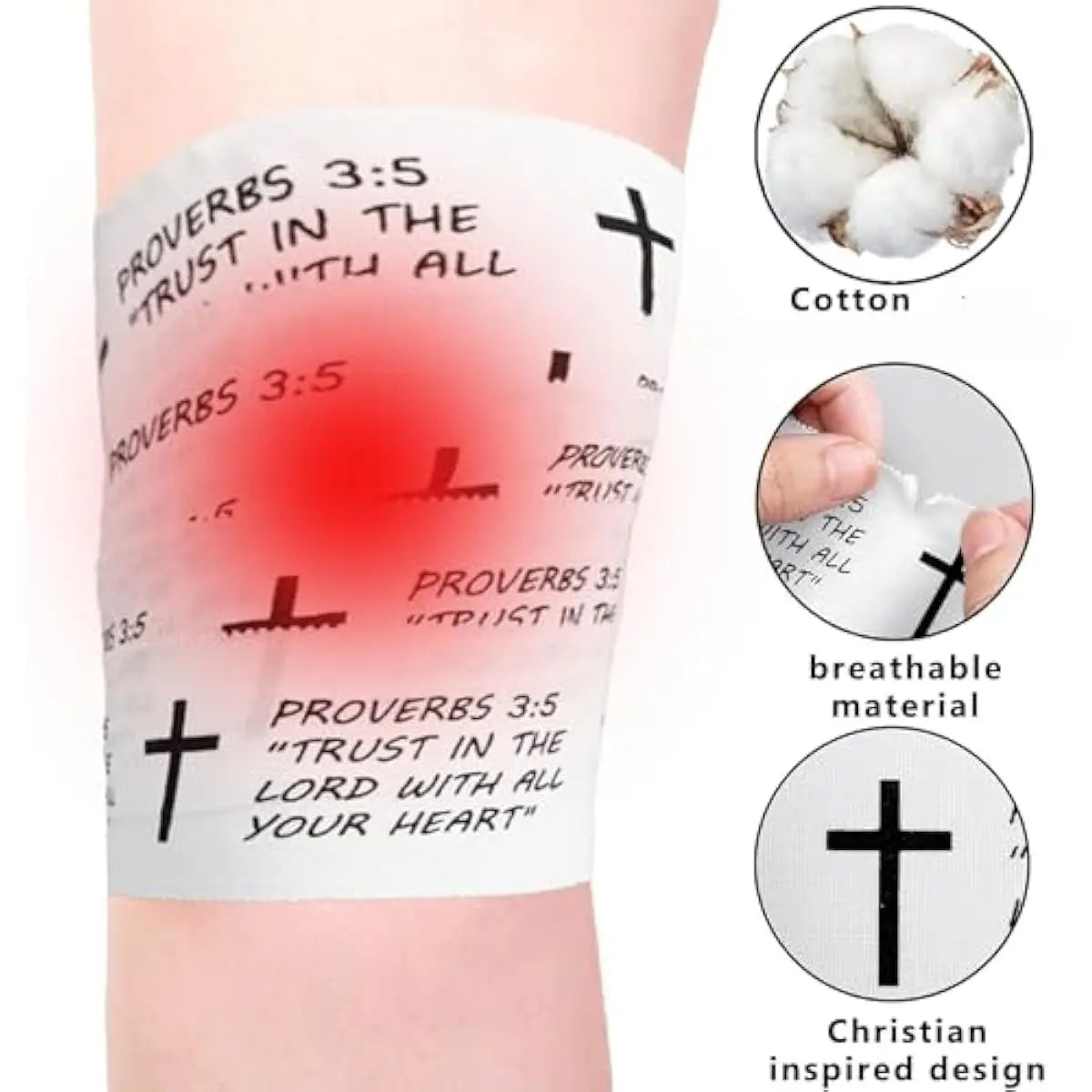 2Pcs Christian Athletic Tape 2IN X 23FT Cotton White Sports Tape | Cross Wrist Tape with Bible Verse Religious Christian Gifts for Men Women