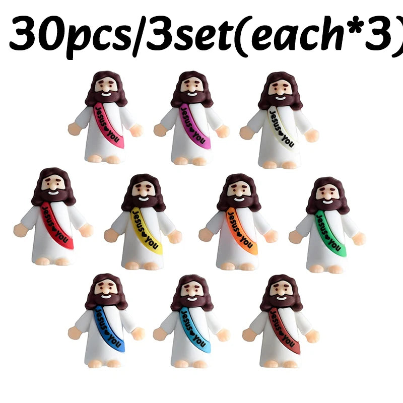 10-50PC Mini Jesus Statue Set Decor Easter Cartoon Jesus Toys Festive Party Scene Decor Room Tabletop Figurines Easter Gifts