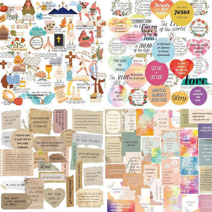 300+Pcs Christian Vinyl Stickers Kit - Water Resistant Bible Stickers, Inspirational Designs, Jesus Imagery, Enhance Bible Study, Scrapbooking Supplies, Easter Gifts for Women