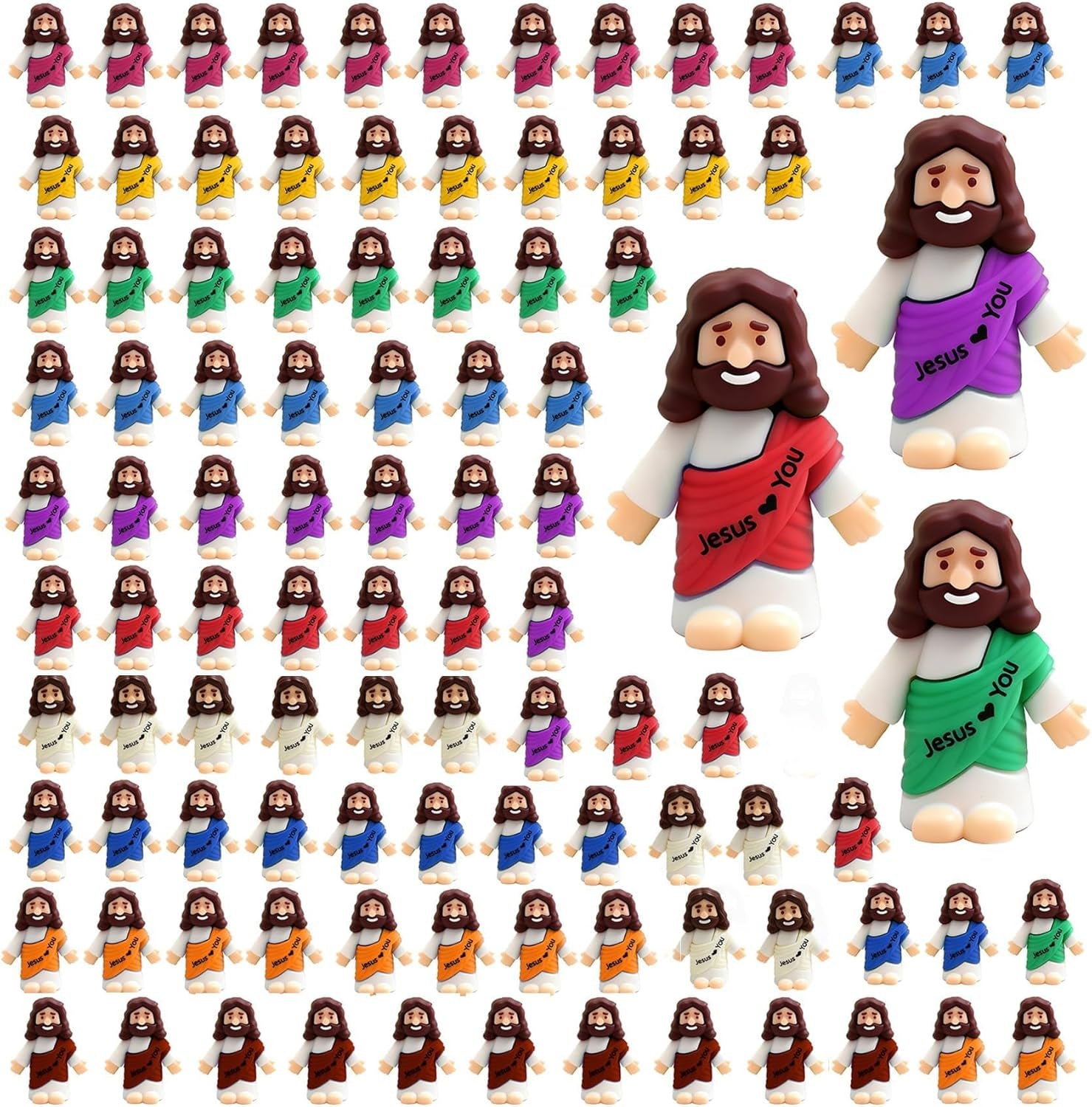 Little Jesus Figures 40 70 105 Pack,Mini Jesus Loves You Figures Religious Christ Savior for Christmas Party Favors Baptism Gifts Sunday School Easter Egg Stuffers Craft (40)
