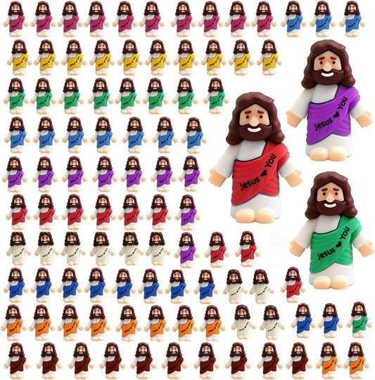 Little Jesus Figures 40 70 105 Pack,Mini Jesus Loves You Figures Religious Christ Savior for Christmas Party Favors Baptism Gifts Sunday School Easter Egg Stuffers Craft (40)