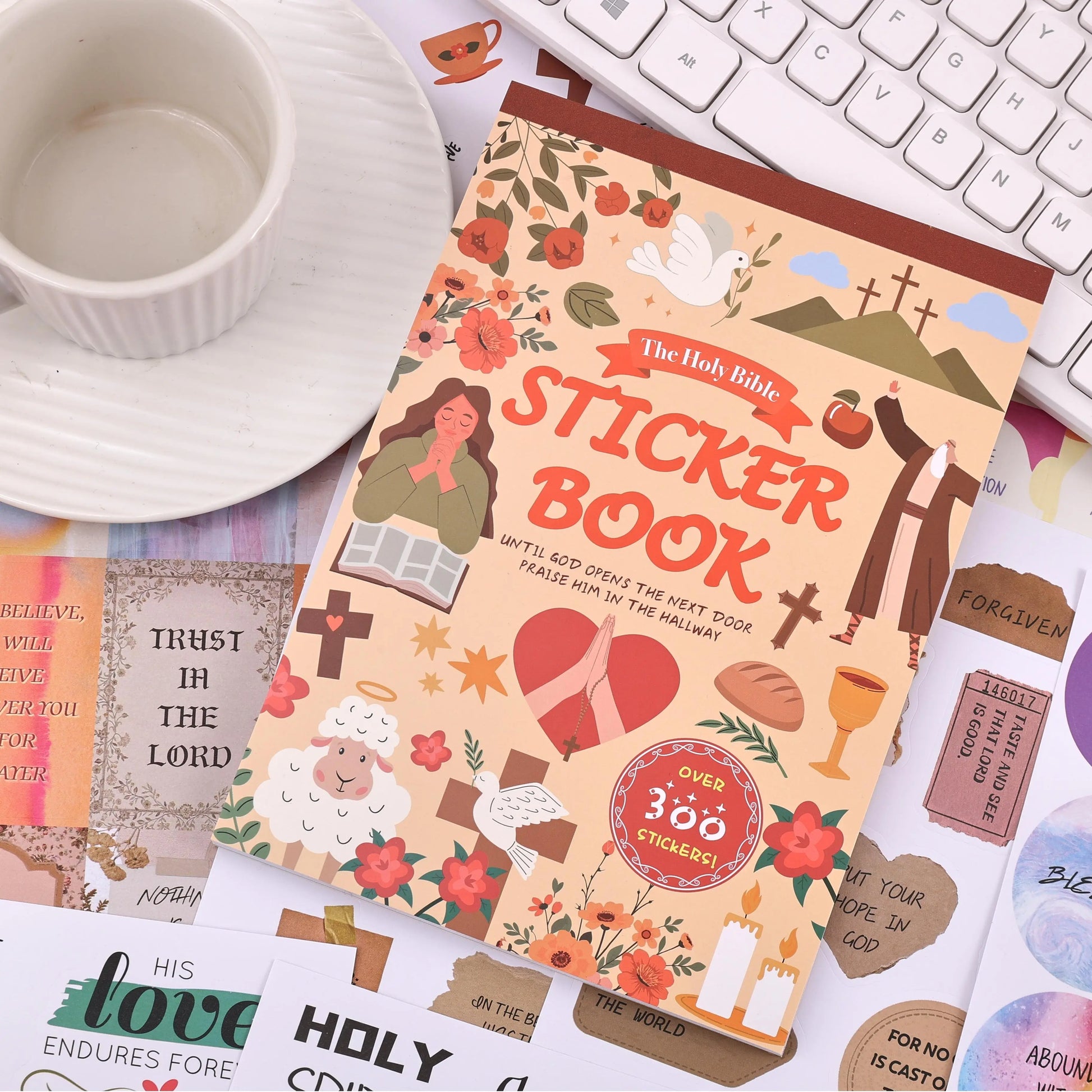 Holy Bible Die-Cut Decal Sticker Book - 300+ Inspirational Christian Faith Stickers, Scrapbook Supplies, Christian Easter Gifts for Women, for Water Bottles Laptops Journals, Express Spiritual Journey, Organize Thoughts and Feelings
