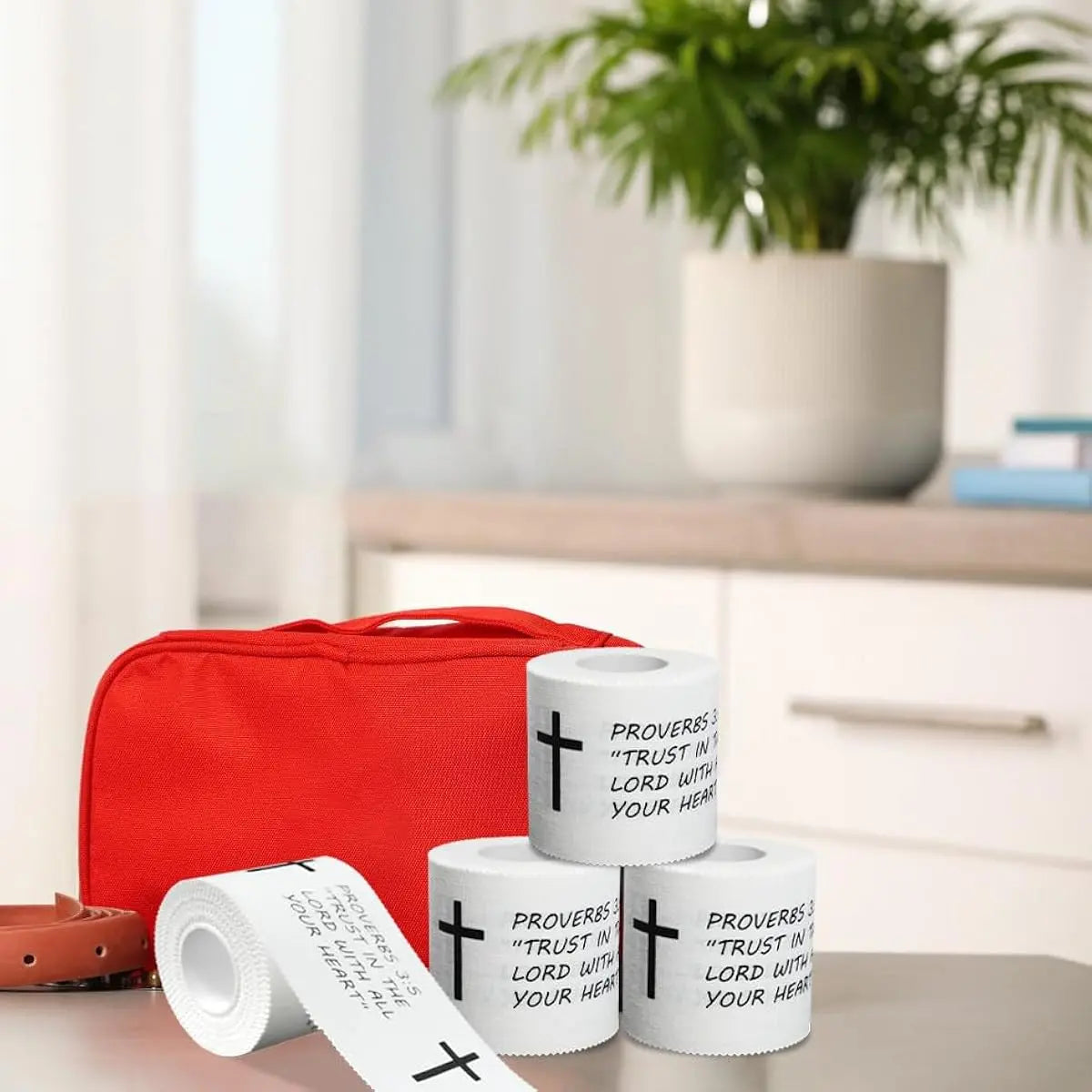 2Pcs Christian Athletic Tape 2IN X 23FT Cotton White Sports Tape | Cross Wrist Tape with Bible Verse Religious Christian Gifts for Men Women