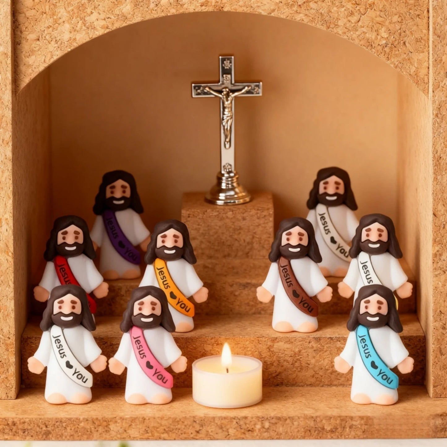 10 Little Jesus Figures, Mini Figurines Lot Bulk Tiny Loves You Figure VBS Bible