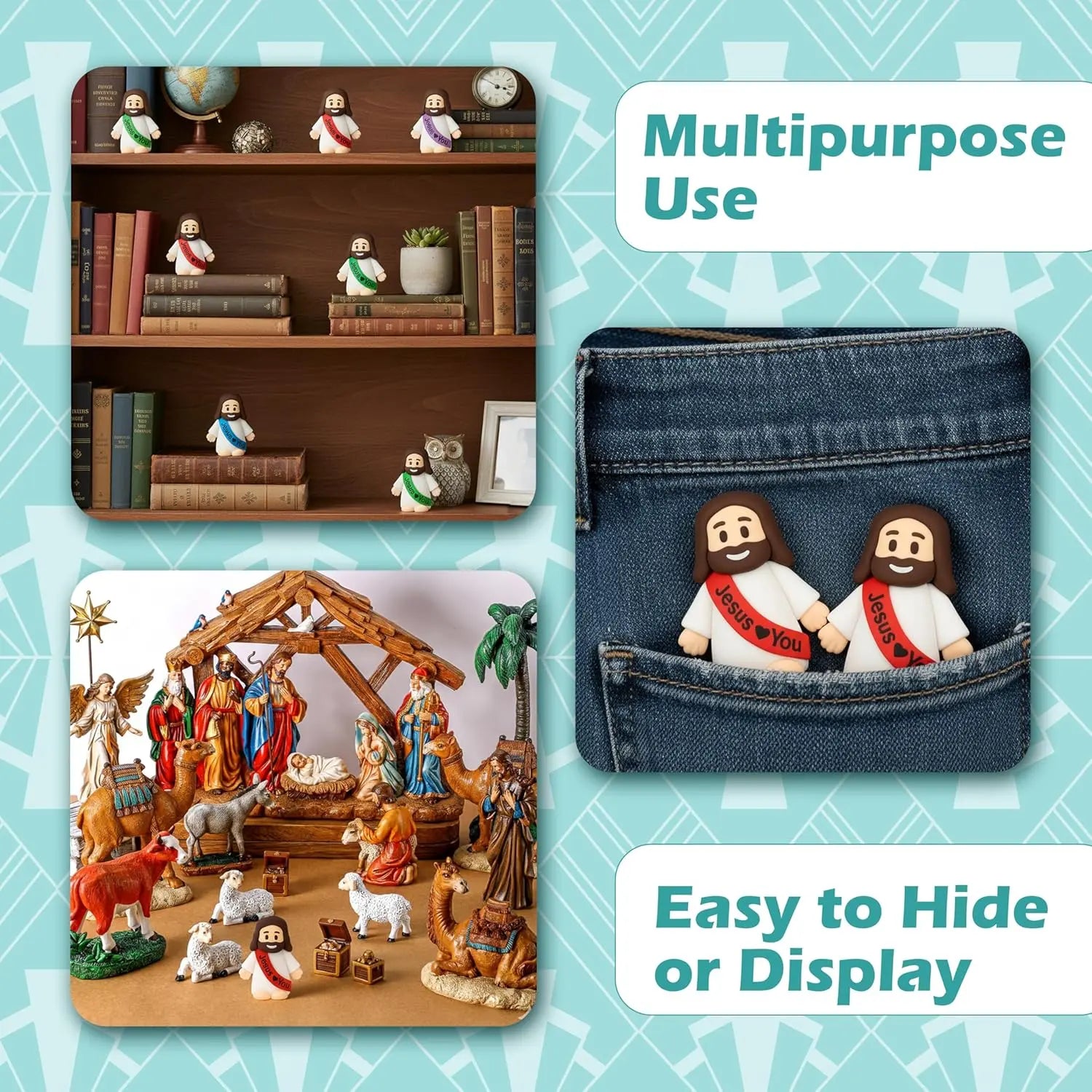 100 Pcs Plastic Mini Jesus Figurines Bulk - Religious Collectibles, Religious Decorations for Nativity, Altars, Spiritual Gift & Prayer Blessings