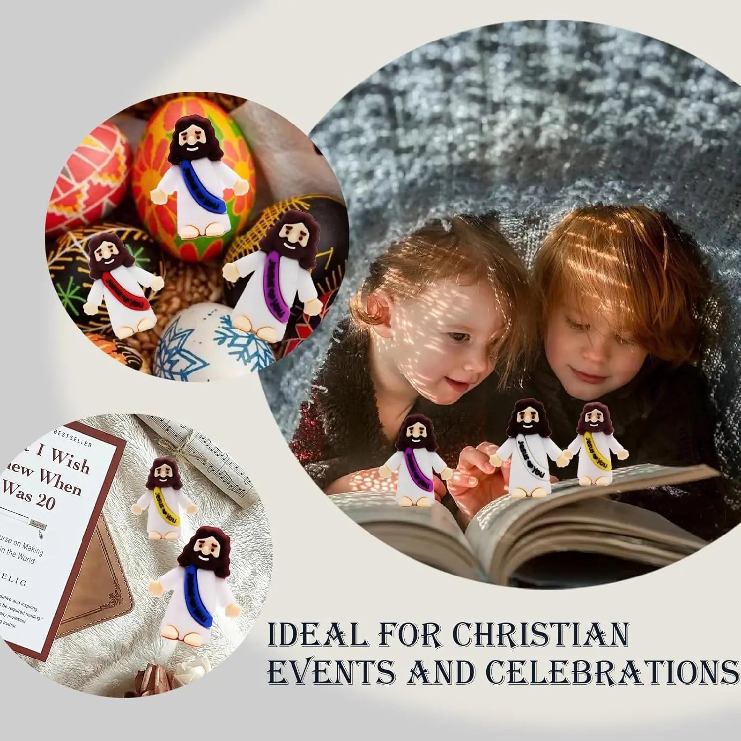 Little Jesus Figures, Mini Jesus Figurines, Miniature Figurines to Hide and Seek Religious Gifts for Easter Egg Stuffers