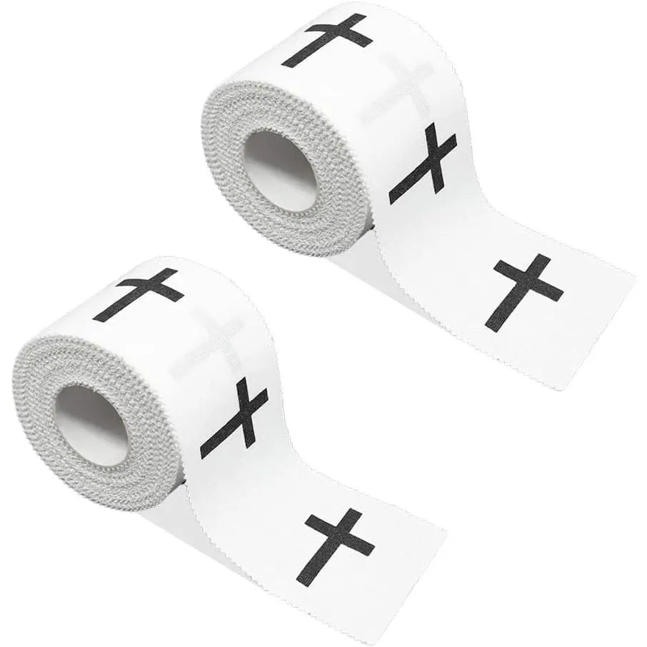 2Pcs Christian Athletic Tape 2IN X 23FT Cotton White Sports Tape | Cross Wrist Tape with Bible Verse Religious Christian Gifts for Men Women