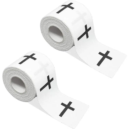 2Pcs Christian Athletic Tape 2IN X 23FT Cotton White Sports Tape | Cross Wrist Tape with Bible Verse Religious Christian Gifts for Men Women