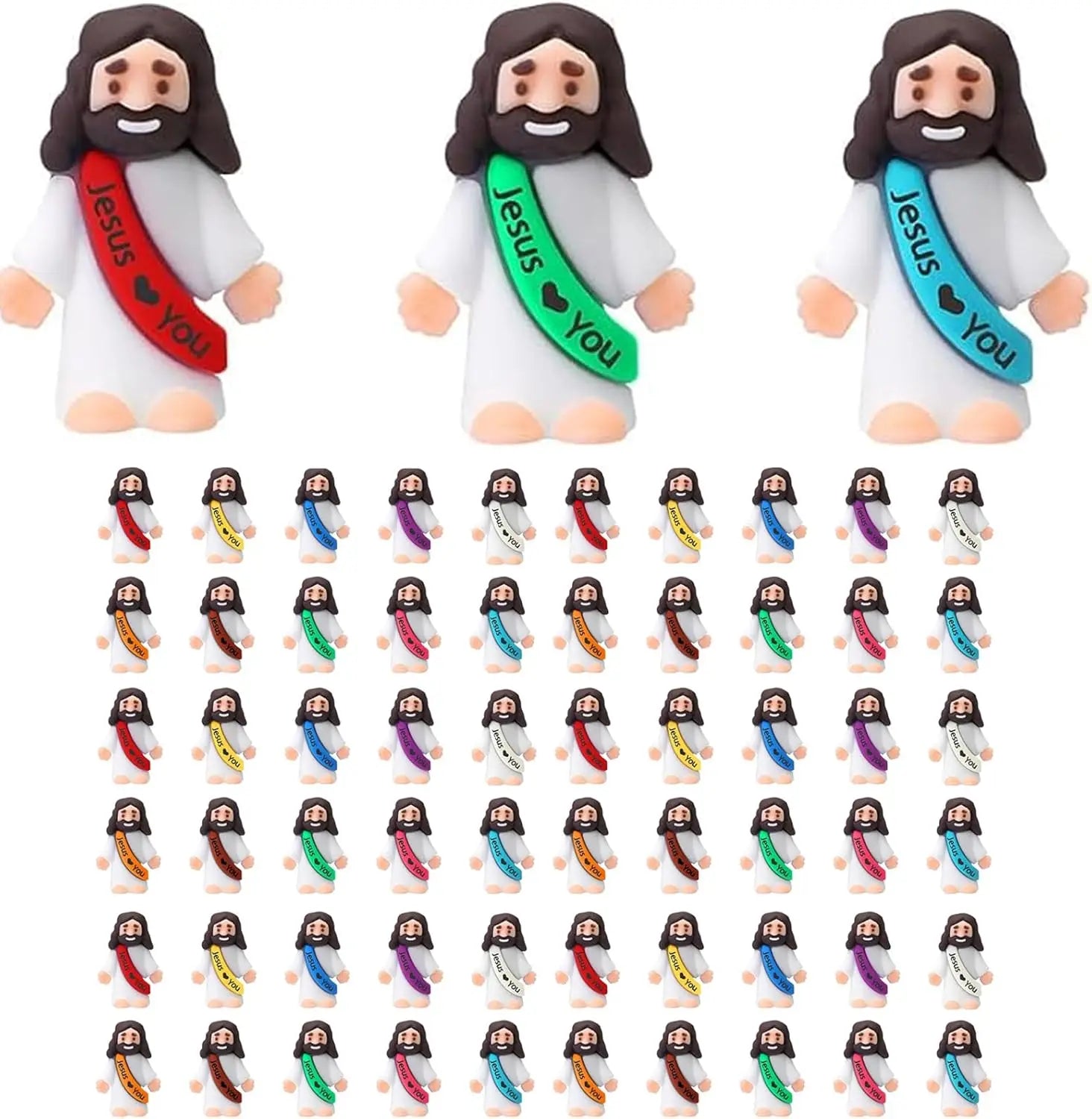 Little Jesus Figures, Mini Jesus Figurines, Miniature Figurines to Hide and Seek Religious Gifts for Easter Egg Stuffers