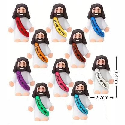 10-50PC Mini Jesus Statue Set Decor Easter Cartoon Jesus Toys Festive Party Scene Decor Room Tabletop Figurines Easter Gifts