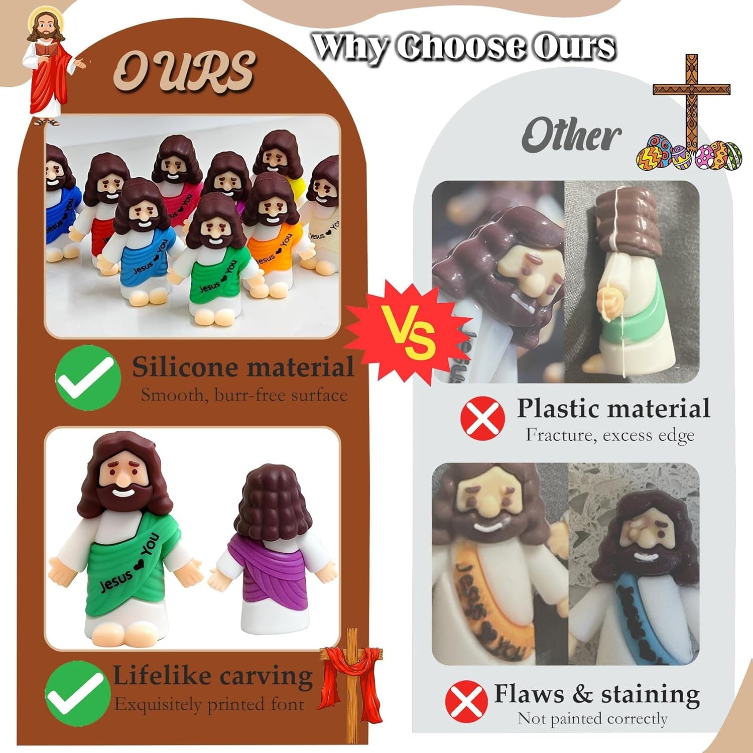 Little Jesus Figures 40 70 105 Pack,Mini Jesus Loves You Figures Religious Christ Savior for Christmas Party Favors Baptism Gifts Sunday School Easter Egg Stuffers Craft (40)