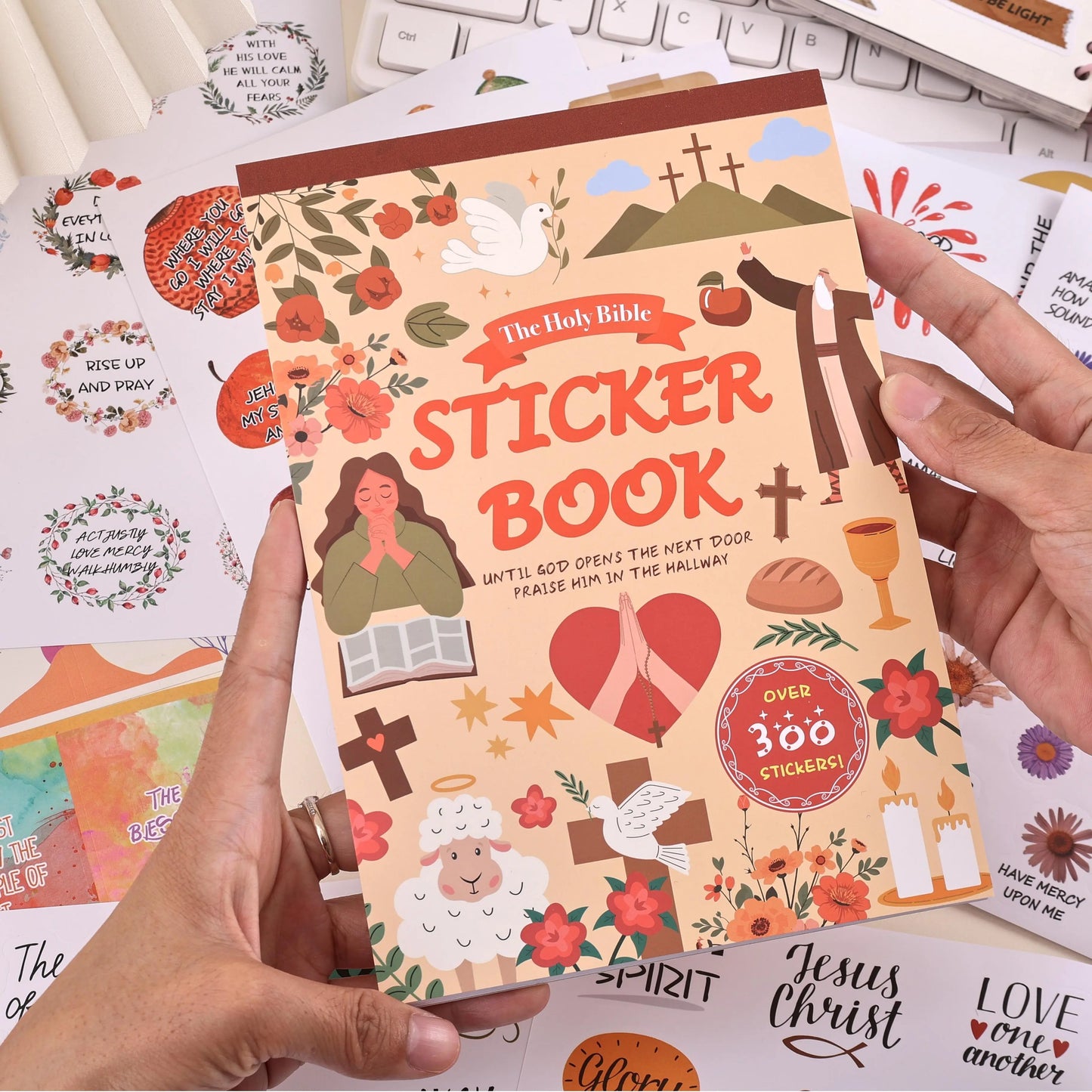 300+Pcs Christian Vinyl Stickers Kit - Water Resistant Bible Stickers, Inspirational Designs, Jesus Imagery, Enhance Bible Study, Scrapbooking Supplies, Easter Gifts for Women