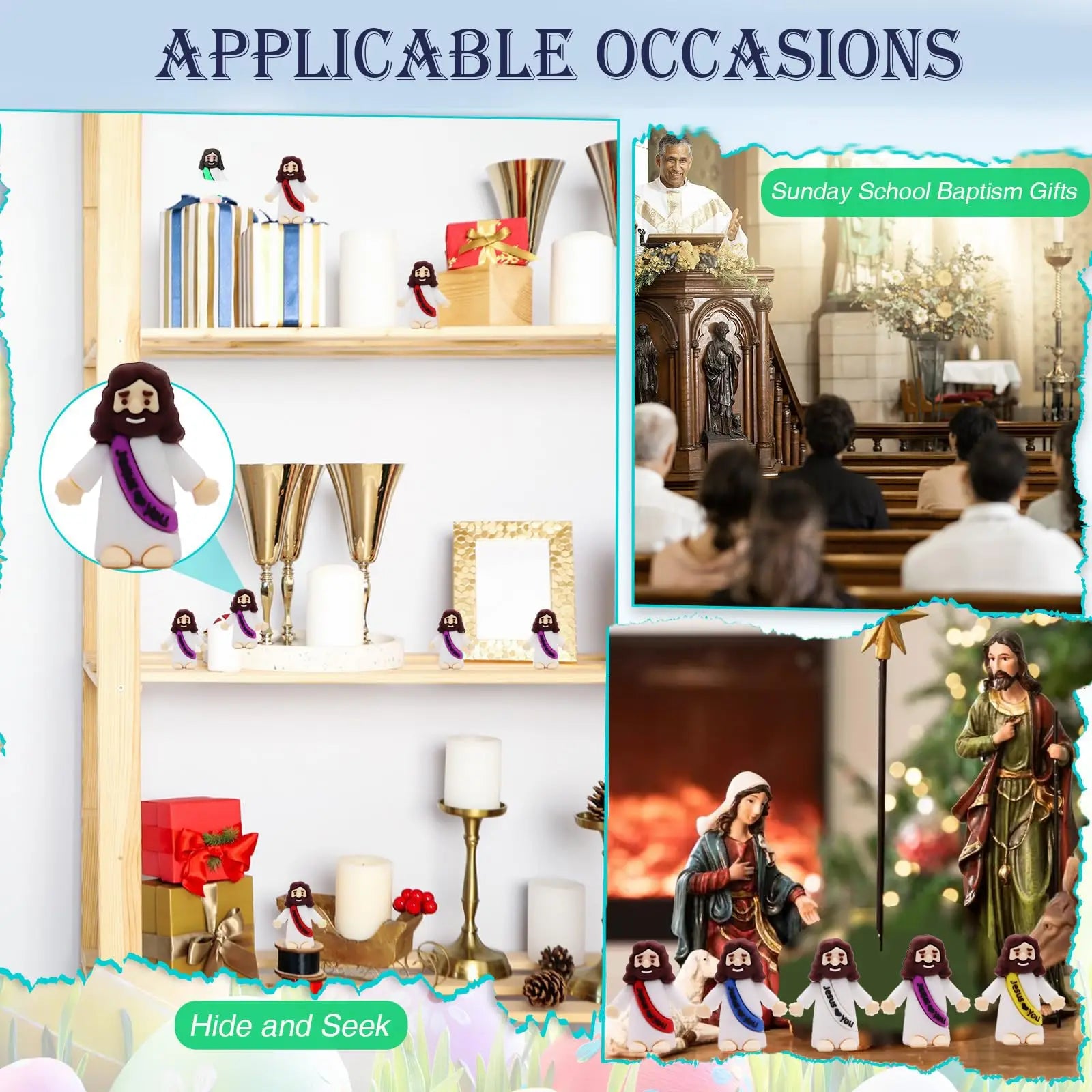 10-50PC Mini Jesus Statue Set Decor Easter Cartoon Jesus Toys Festive Party Scene Decor Room Tabletop Figurines Easter Gifts