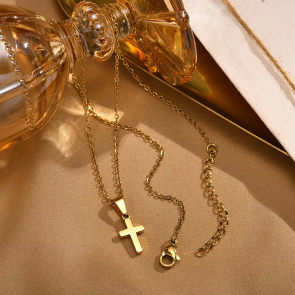 Christian Religion Necklaces for Women Men, Zircon Cross Pendant Charm Necklace, Classic Gold Plated Jewelry