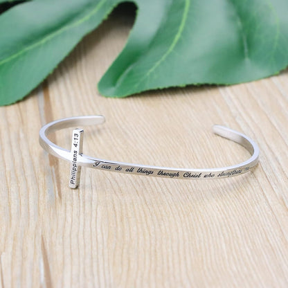 𝐂𝐫𝐨𝐬𝐬 𝐁𝐫𝐚𝐜𝐞𝐥𝐞𝐭 Religious Cuff Bangle 𝐁𝐢𝐛𝐥𝐞 𝐕𝐞𝐫𝐬𝐞 Christian Gifts Jewelry for 𝐖𝐨𝐦𝐞𝐧