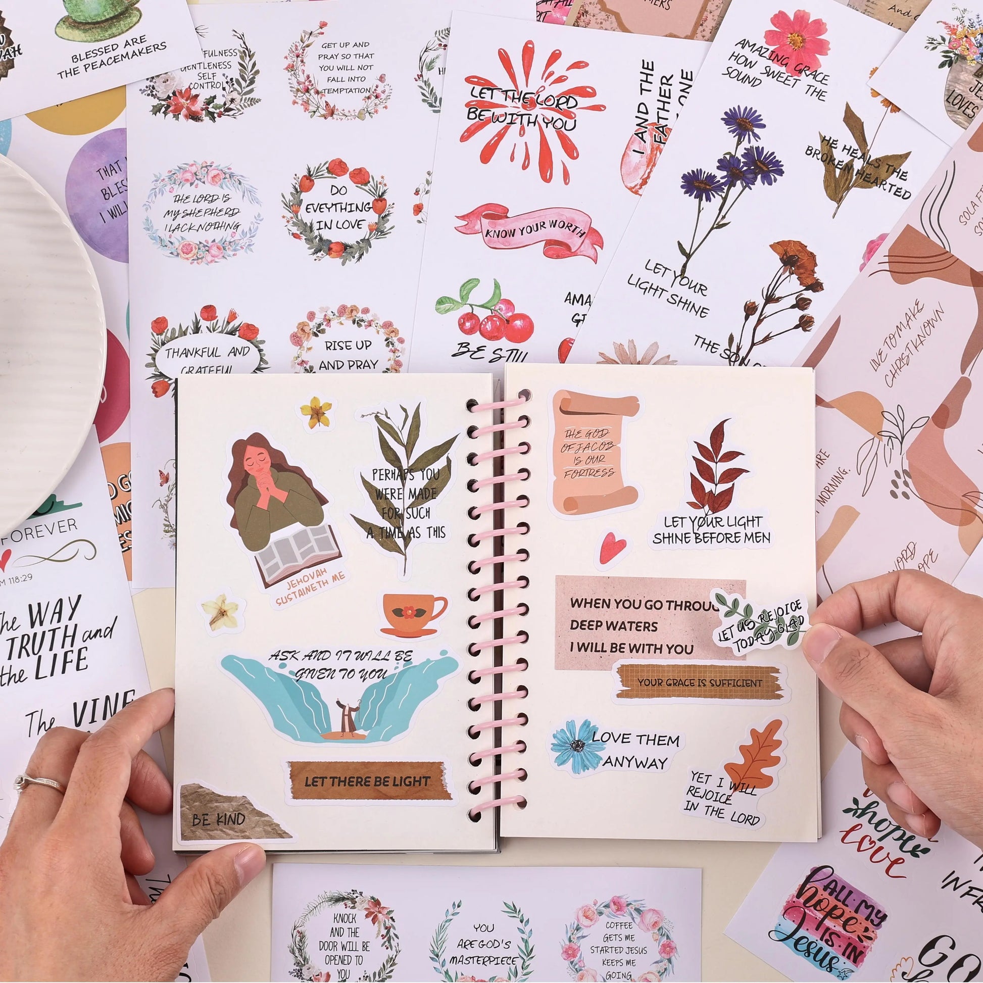 Holy Bible Die-Cut Decal Sticker Book - 300+ Inspirational Christian Faith Stickers, Scrapbook Supplies, Christian Easter Gifts for Women, for Water Bottles Laptops Journals, Express Spiritual Journey, Organize Thoughts and Feelings