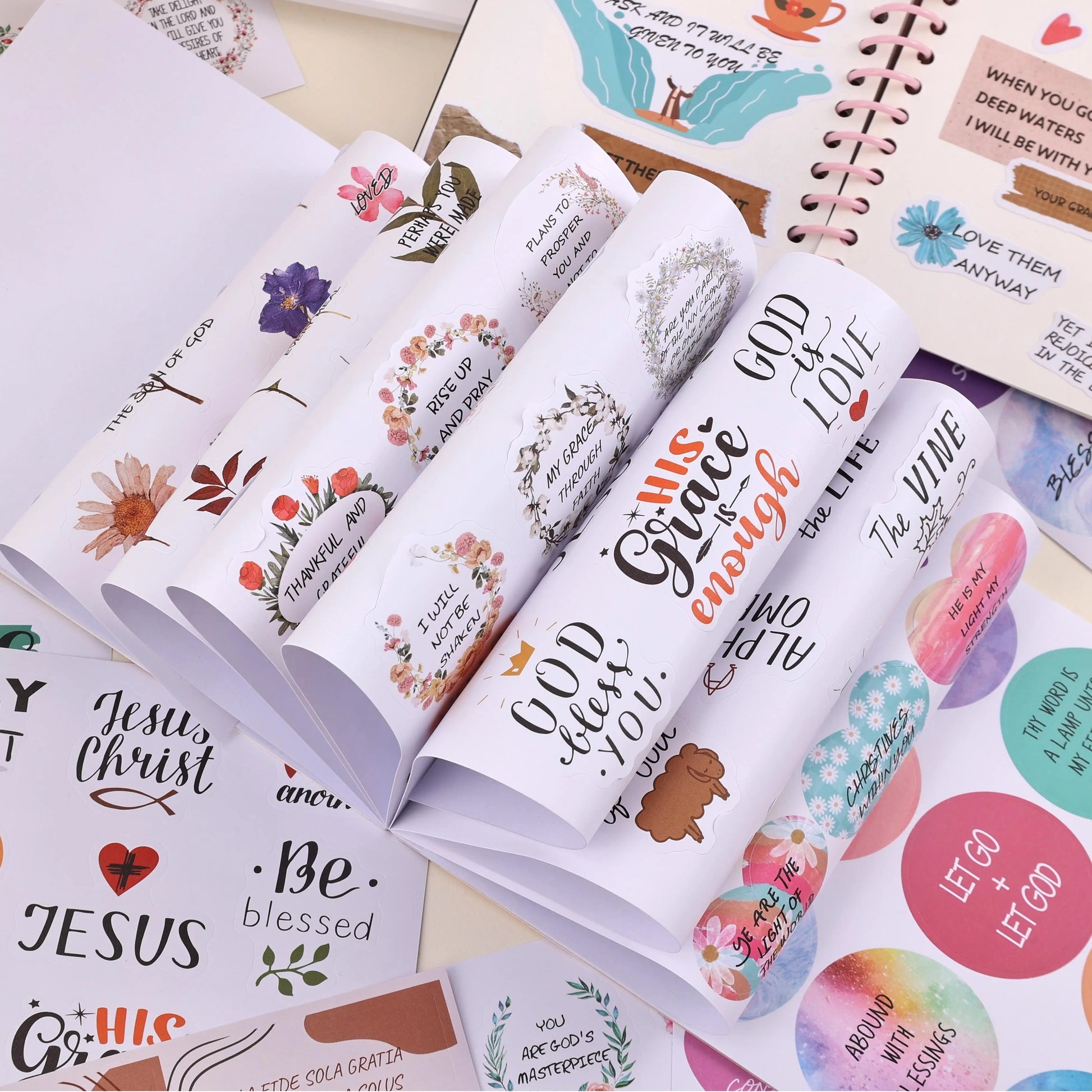 Holy Bible Die-Cut Decal Sticker Book - 300+ Inspirational Christian Faith Stickers, Scrapbook Supplies, Christian Easter Gifts for Women, for Water Bottles Laptops Journals, Express Spiritual Journey, Organize Thoughts and Feelings