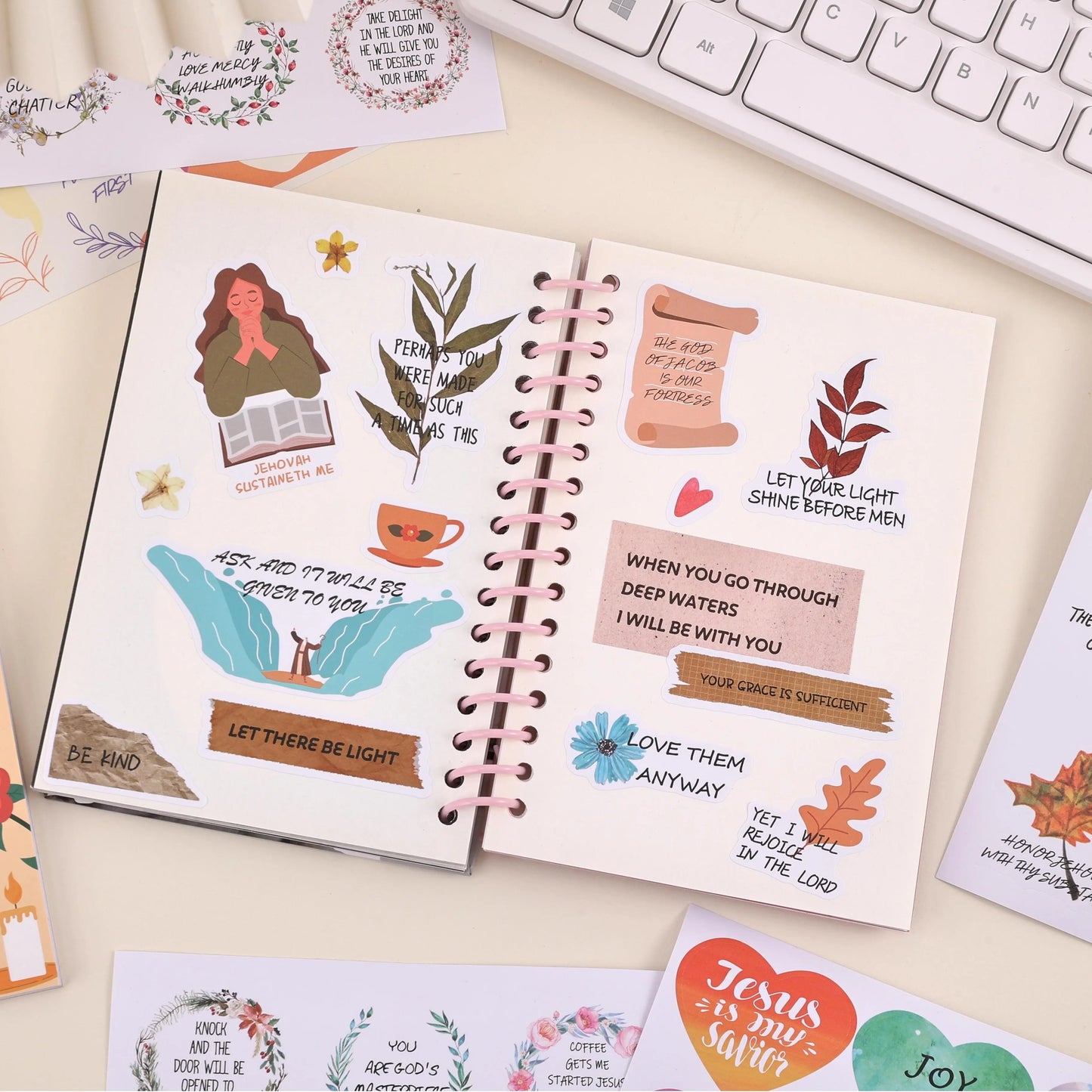 Holy Bible Die-Cut Decal Sticker Book - 300+ Inspirational Christian Faith Stickers, Scrapbook Supplies, Christian Easter Gifts for Women, for Water Bottles Laptops Journals, Express Spiritual Journey, Organize Thoughts and Feelings
