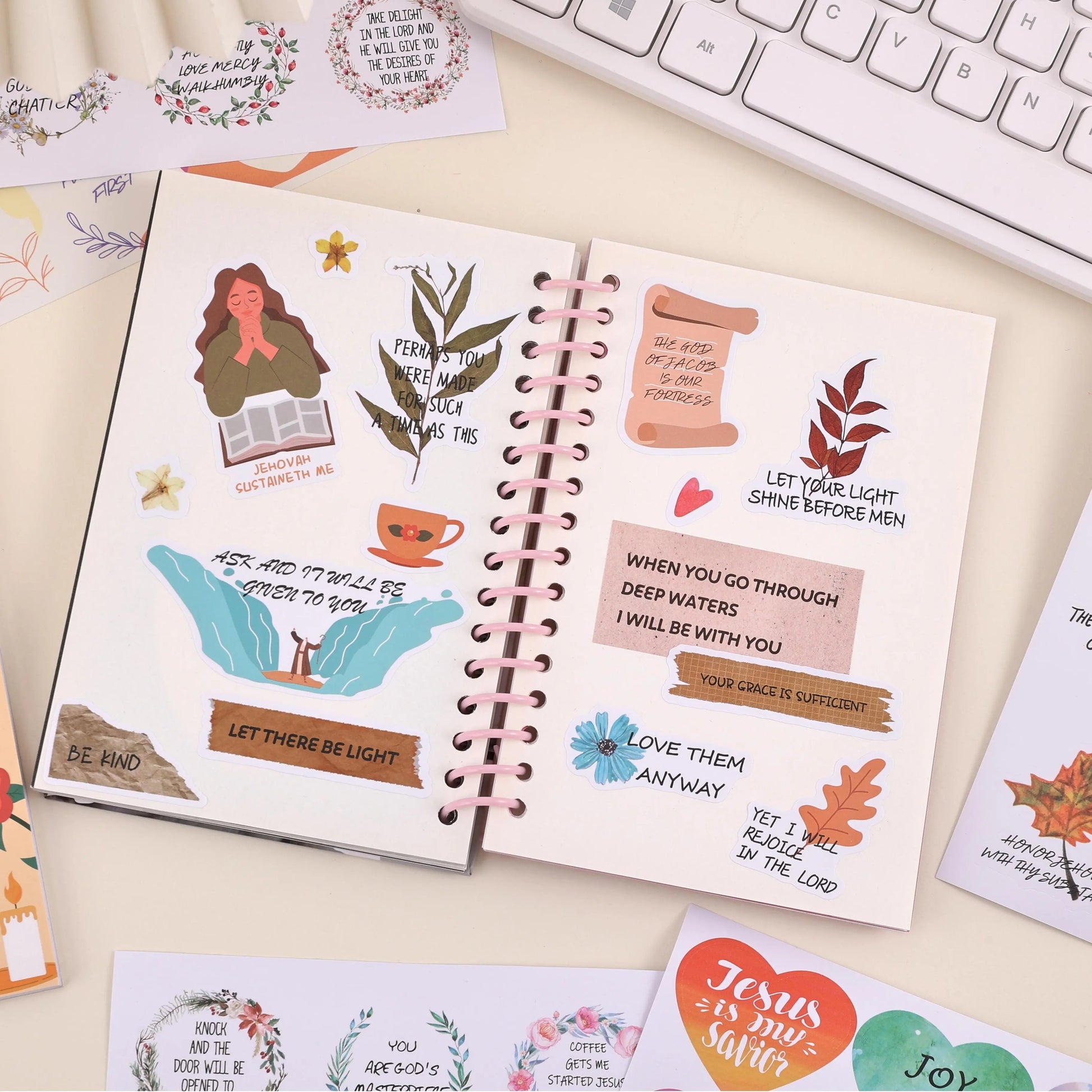 Holy Bible Die-Cut Decal Sticker Book - 300+ Inspirational Christian Faith Stickers, Scrapbook Supplies, Christian Easter Gifts for Women, for Water Bottles Laptops Journals, Express Spiritual Journey, Organize Thoughts and Feelings