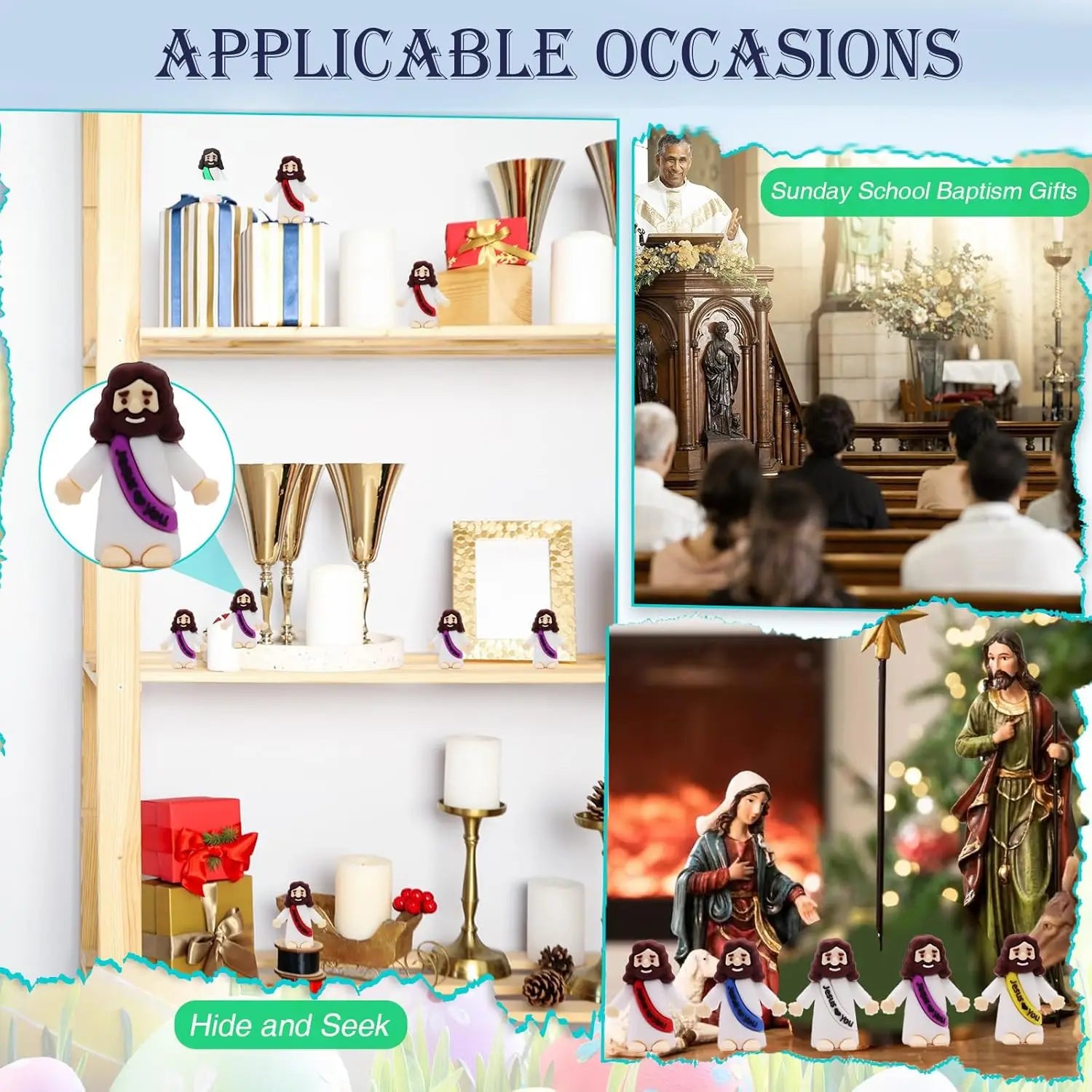 Little Jesus Figures, Mini Jesus Figurines, Miniature Figurines to Hide and Seek Religious Gifts for Easter Egg Stuffers