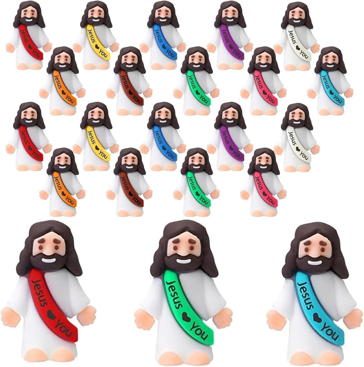 Little Jesus Figures, Mini Jesus Figurines, Miniature Figurines to Hide and Seek Religious Gifts for Easter Egg Stuffers