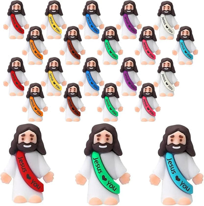 Little Jesus Figures, Mini Jesus Figurines, Miniature Figurines to Hide and Seek Religious Gifts for Easter Egg Stuffers